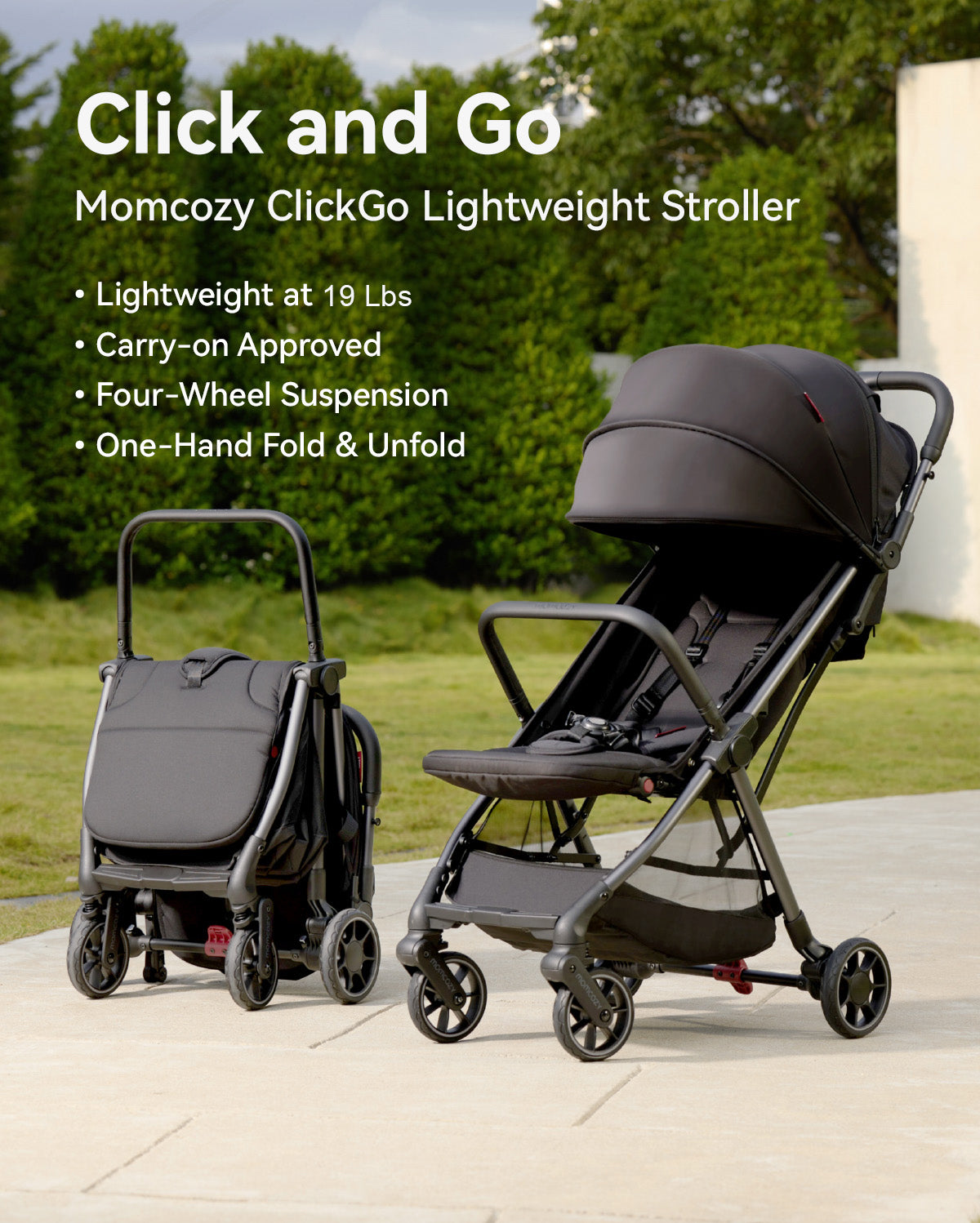 Momcozy Lightweight Travel Stroller: One-Hand Fold & Carry-On Ready