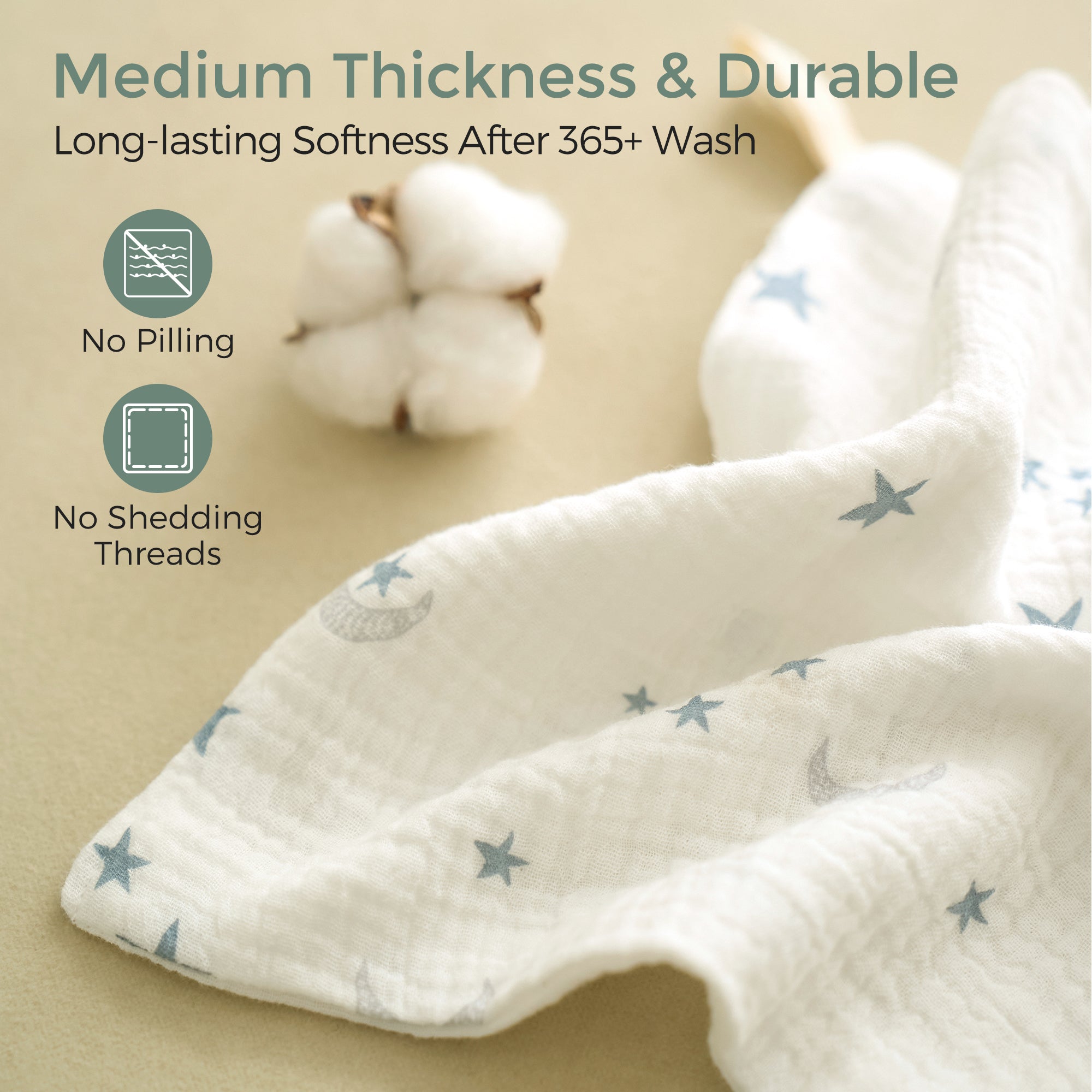 Momcozy Baby Washcloths – Soft 4-Layer Cotton, Gentle for Newborns