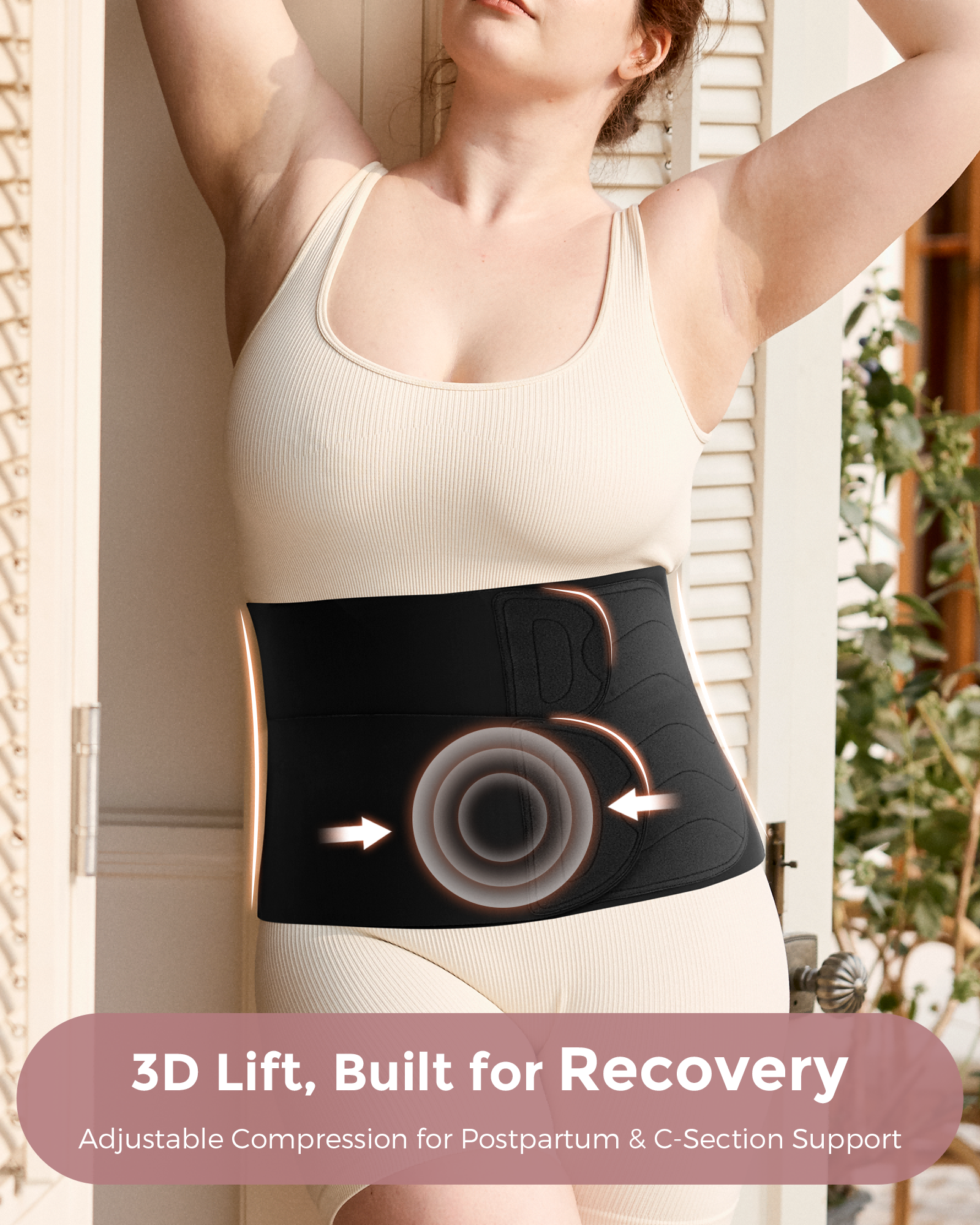 Momcozy Ergowrap Postpartum Belly Band, black, 3D lift for recovery and postpartum support