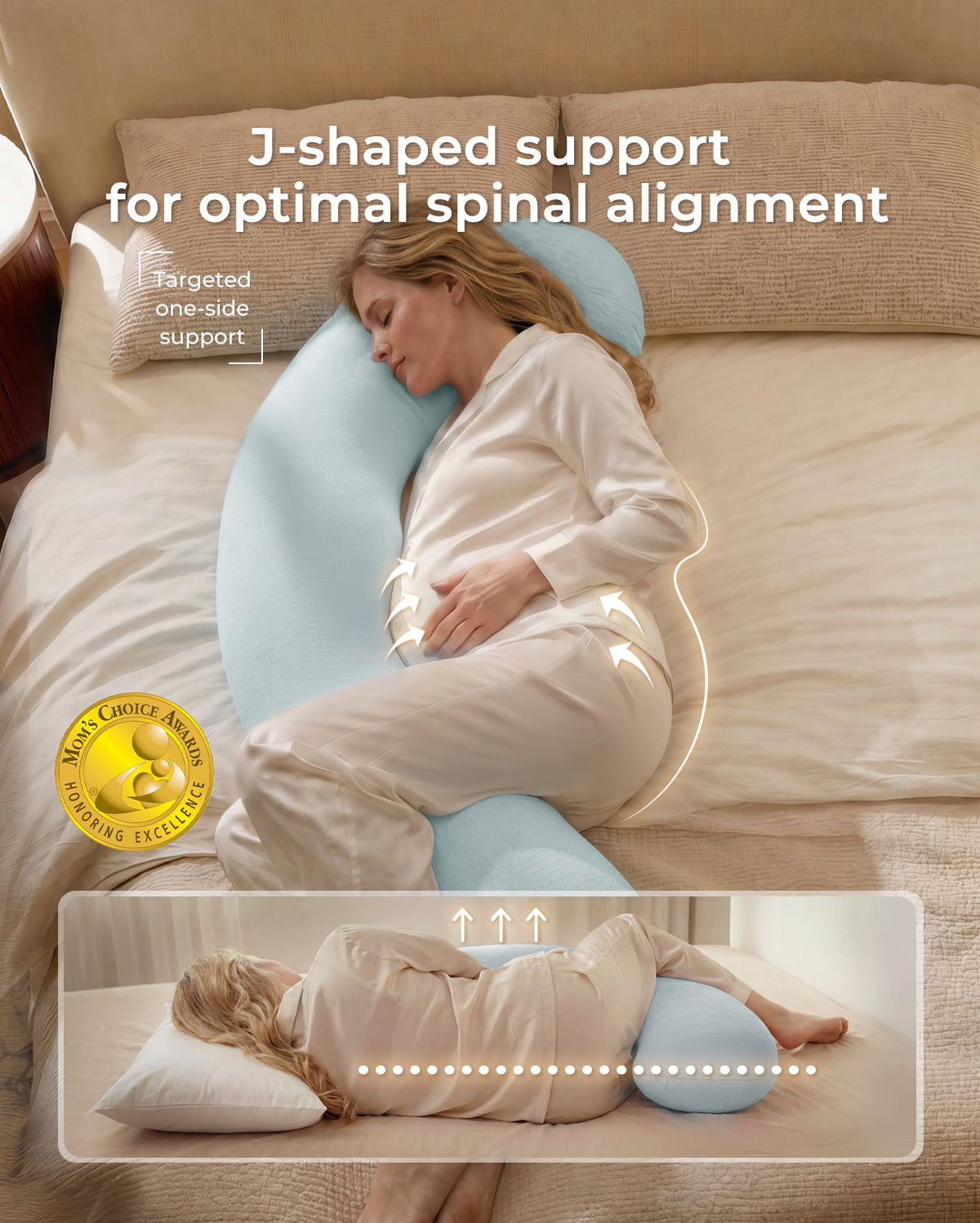 J Shaped Maternity Body Pillow