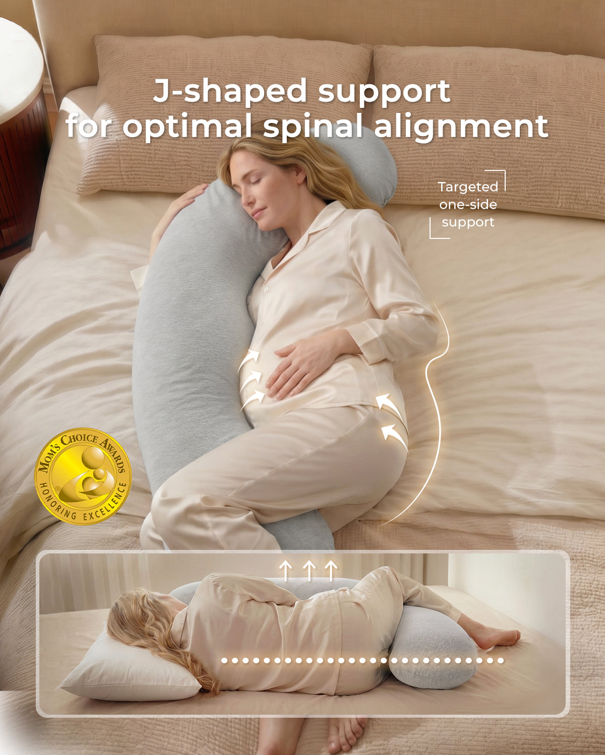 J Shaped Maternity Body Pillow