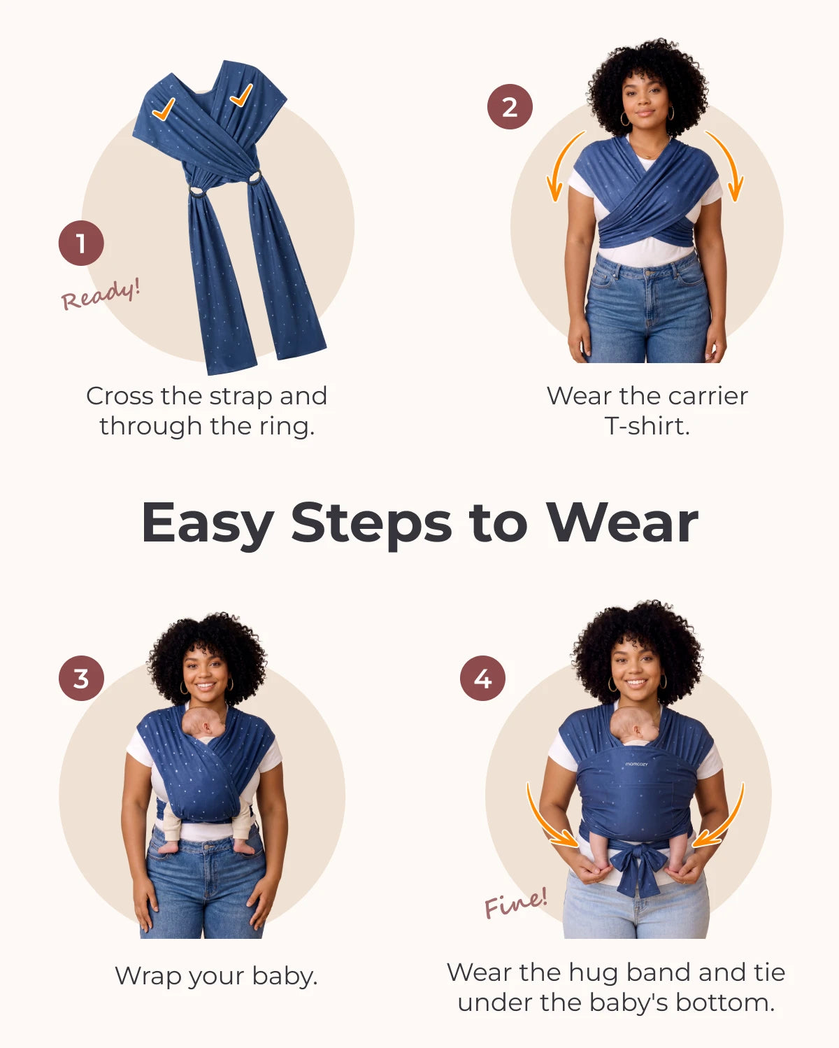 Easy to Wear Hands Free - Baby Wrap Carrier
