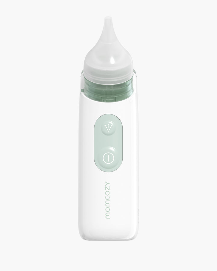 Momcozy 2-in-1 nasal aspirator design with ergonomic shape and easy-to-use button.