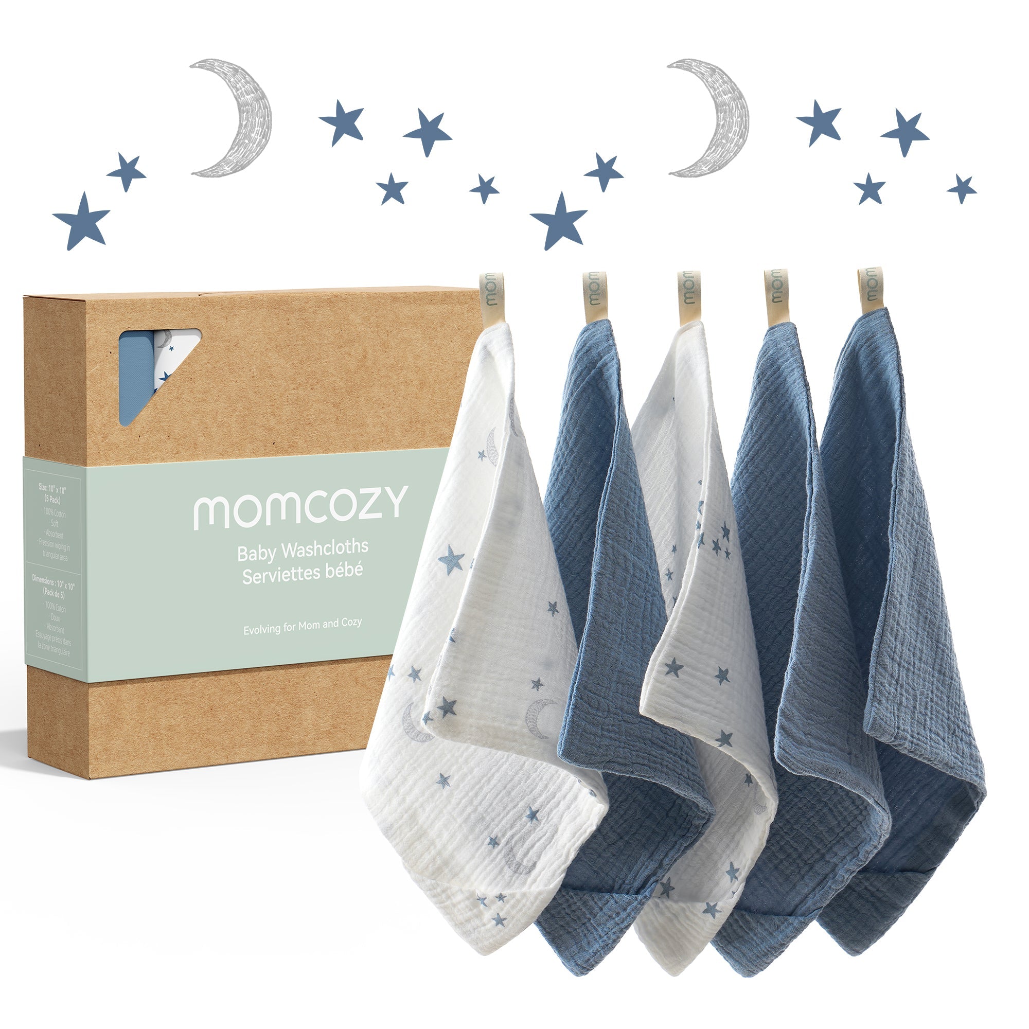 Momcozy Baby Washcloths – Soft 4-Layer Cotton, Gentle for Newborns