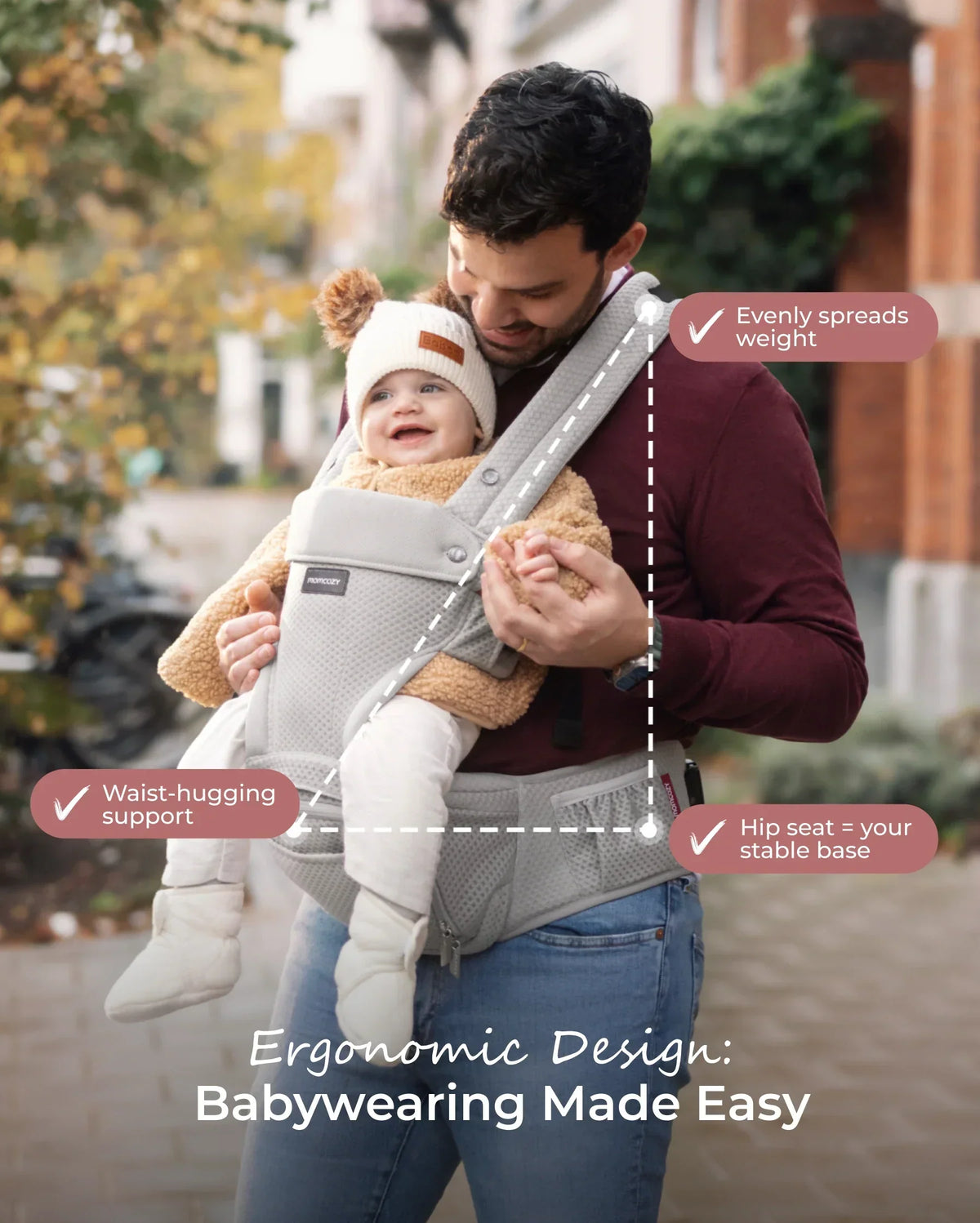 Move2Fit 2-in-1 Ergonomic Hip Seat Baby Carrier