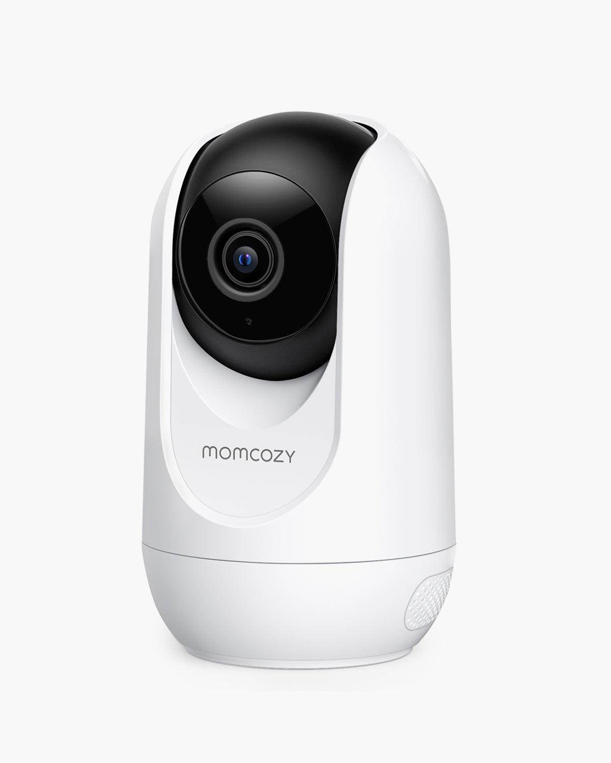 Momcozy BM04 baby monitor with 1080p Full HD Camera in white, featuring a black camera lens; baby monitor