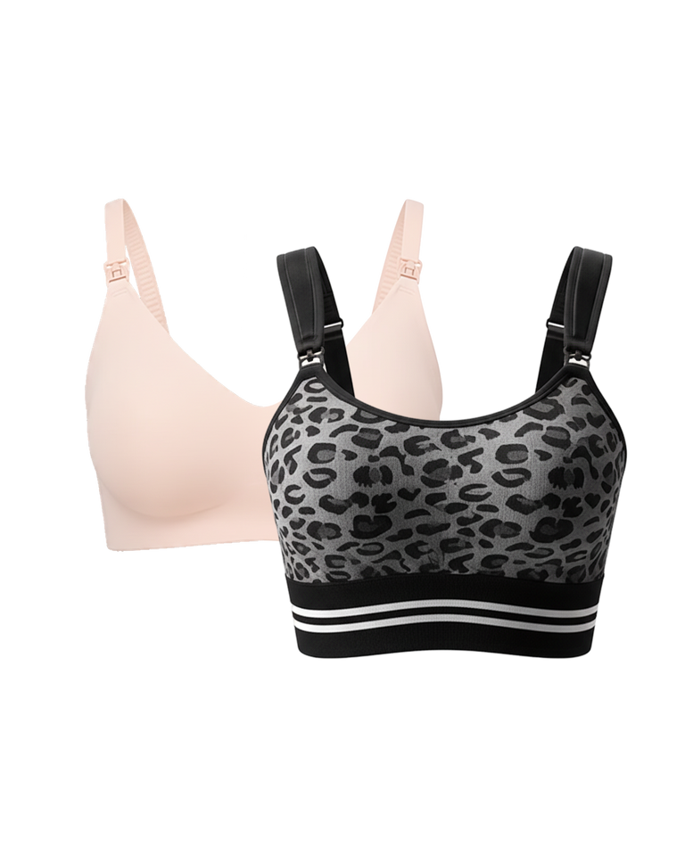 Ultra Soft Seamless Nursing Bra YN21 & DEX - 4-in-1 Hands Free Seamless Stretch Fabric Pumping Bra Bundle