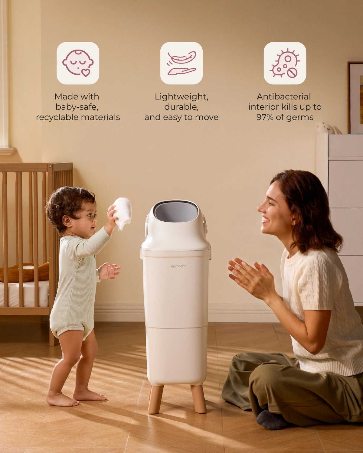 Diaper Pail Bundle: Diaper Pail + 45 Trash Bags + 4 Deodorizer Packs